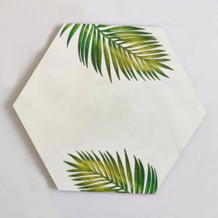 Leaf Print MDF Hexagon